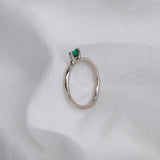 Ramie Solitaire Ring with 4mm Lab Emerald