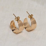 Mini Feather Hammered Hoops