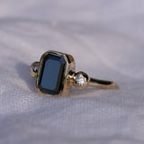 1.96ct Emerald Cut Black Diamond Ring