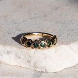 Teal Australian Sapphire Gold Répéter Ring