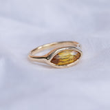 Marquise East West Sunshine Sapphire Gold Ring