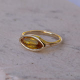 Marquise East West Sunshine Sapphire Gold Ring