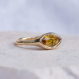 Marquise East West Sunshine Sapphire Gold Ring
