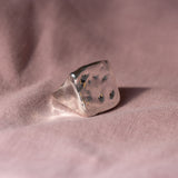 Large Wobbly Square Ring Silver Size R
