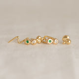 Diamond + Emerald Duo Studs
