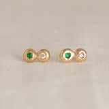 Diamond + Emerald Duo Studs