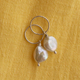 Sleeper Hoops with Pearls Silver