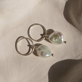 Sleeper Hoops with Pearls Silver