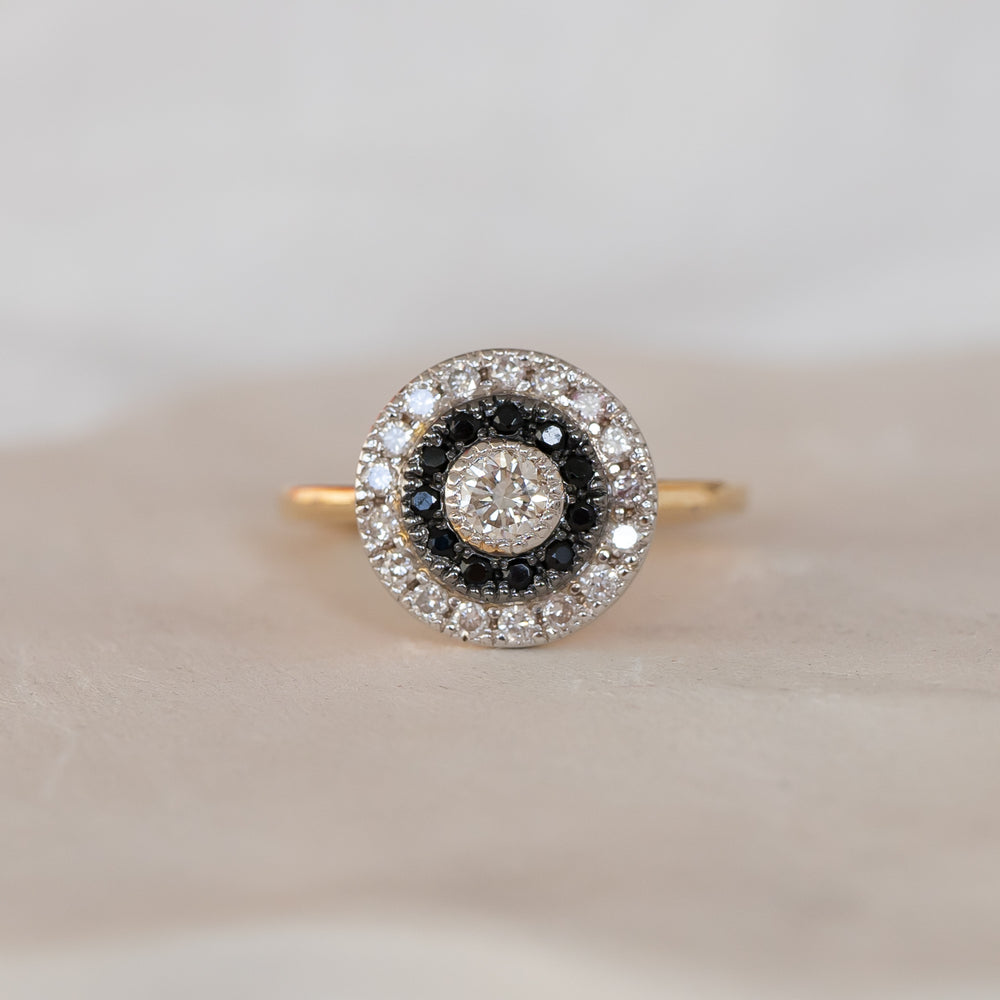 Heirloom diamonds and sapphires, 18ct yellow gold.