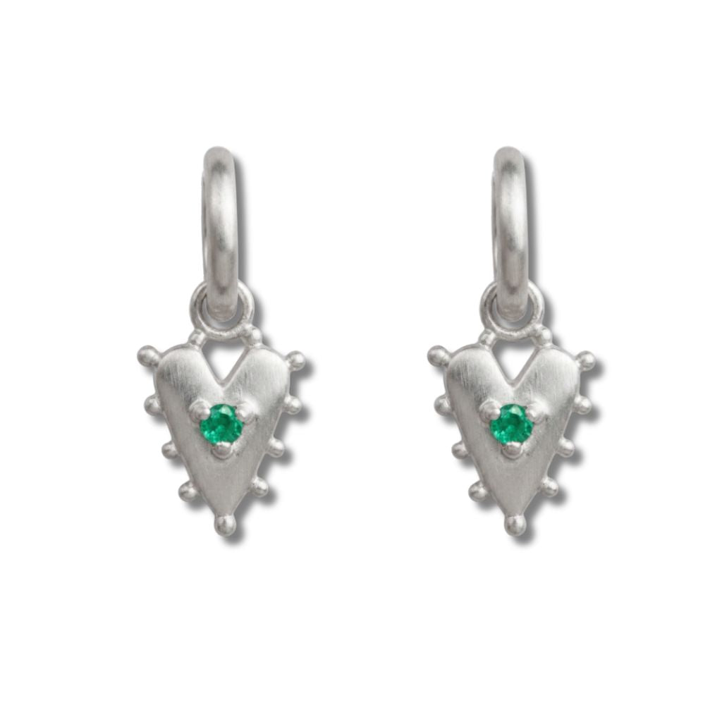 Amore Heart Hoops Emerald