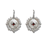 L'ange Garnet Pearl Halo Earrings