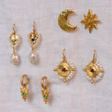 L'ange Garnet Pearl Halo Earrings