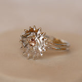 Peachy Sapphire Flame Ring Silver