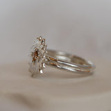Peachy Sapphire Flame Ring Silver