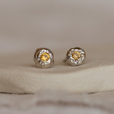 Golden Peach Sapphire Studs