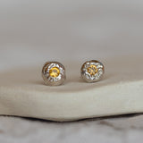 Golden Peach Sapphire Studs