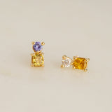Duality Natural Diamond and Tanzanite Stud
