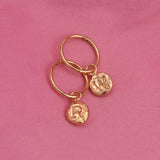 Organic Initial Charm Earrings