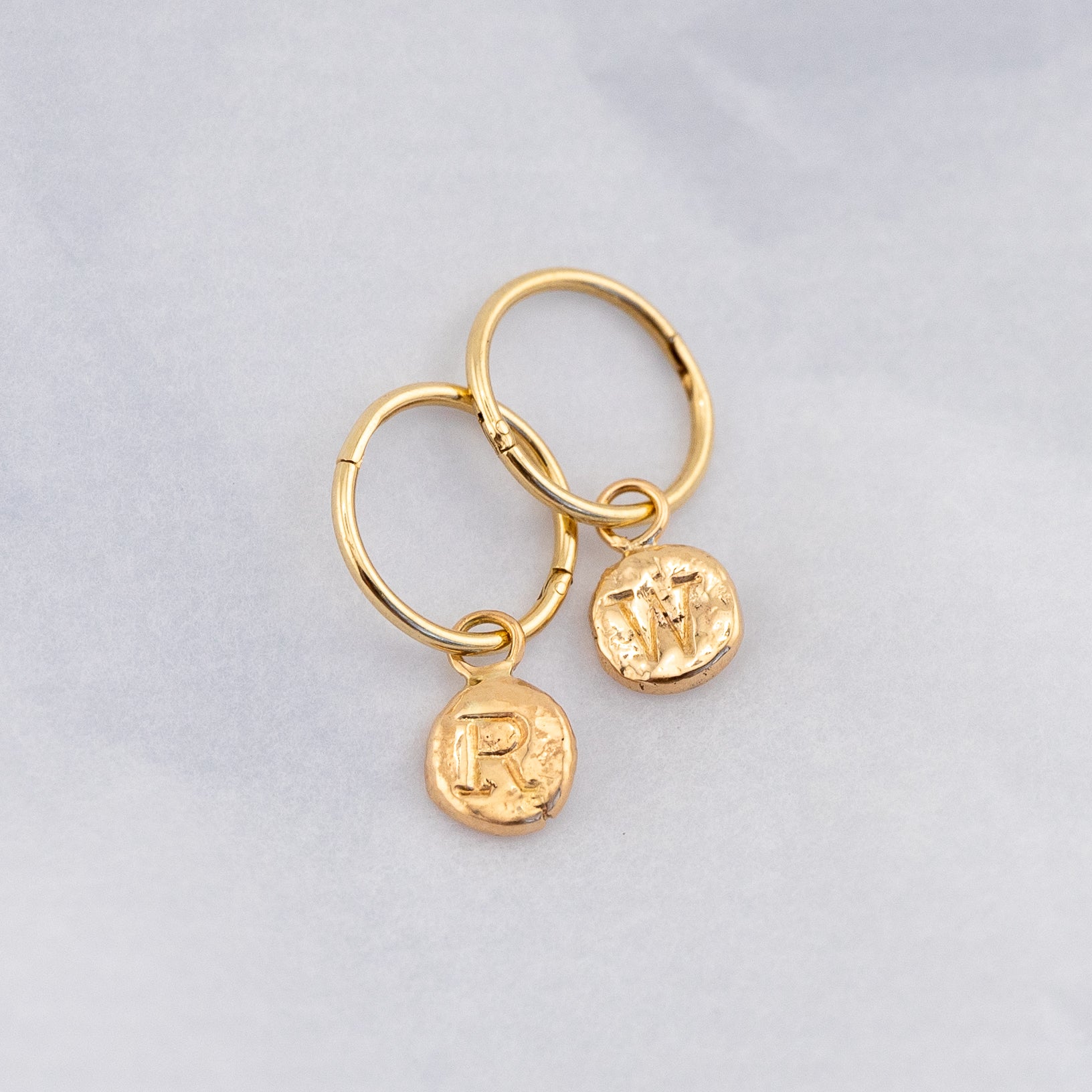 Organic Initial Charm Earrings