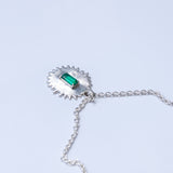 Giant Sunburst Necklace Emerald Silver