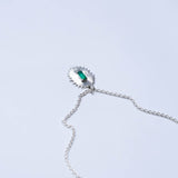Giant Sunburst Necklace Emerald Silver