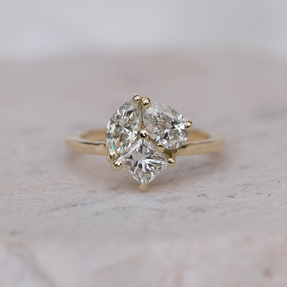 Natural diamonds, 14ct yellow gold.