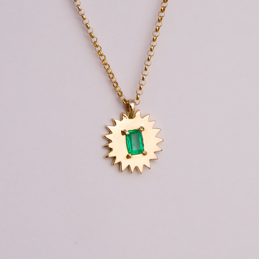 9ct yellow gold, Colombian emerald.