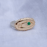 Emerald Fishell Gold Top Signet