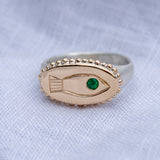 Emerald Fishell Gold Top Signet