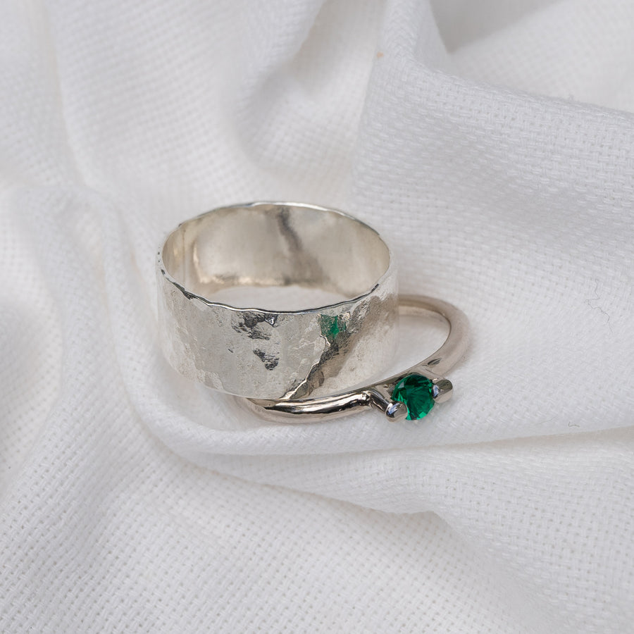 Ramie Solitaire Ring with 4mm Lab Emerald