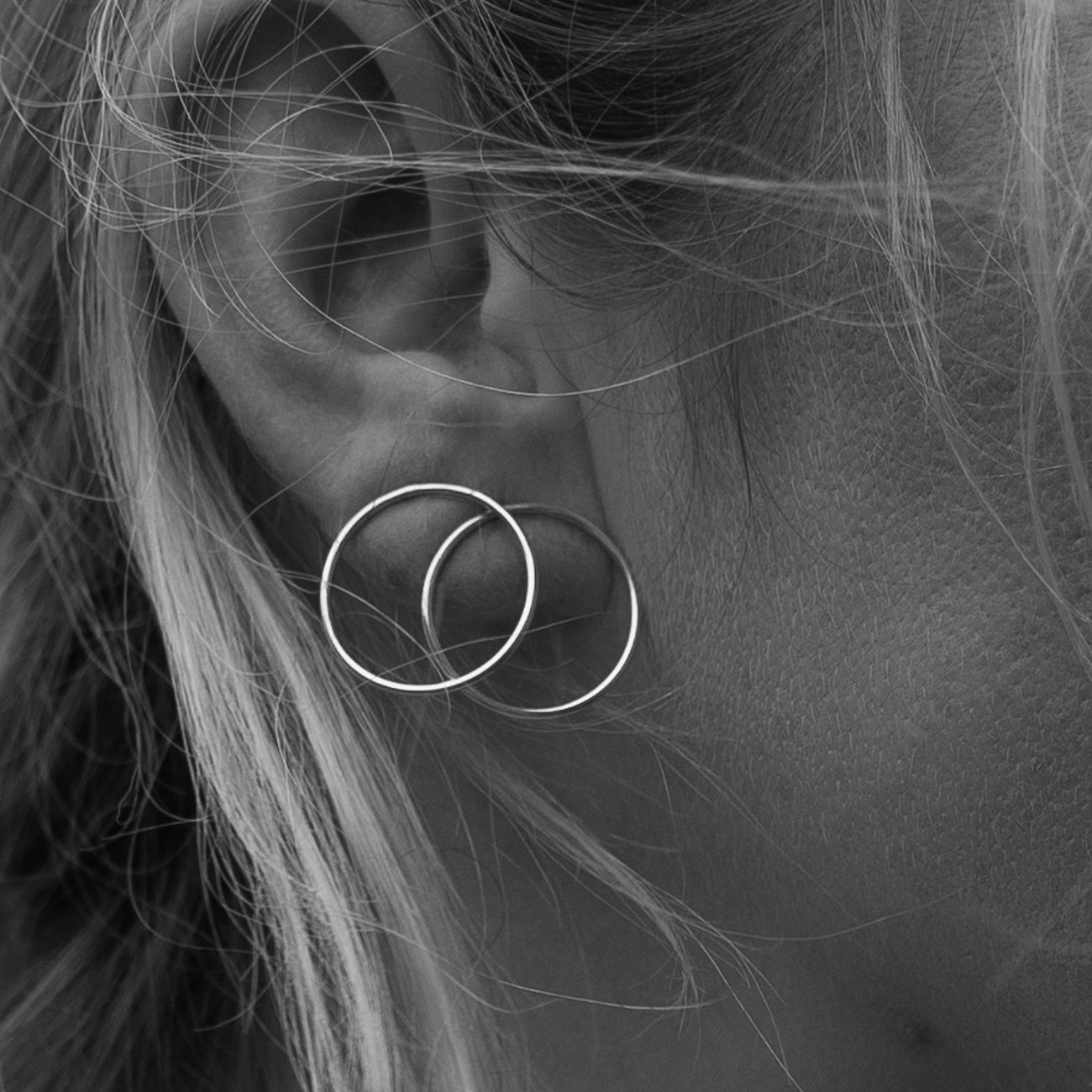 Iridium Fine Stud Hoops