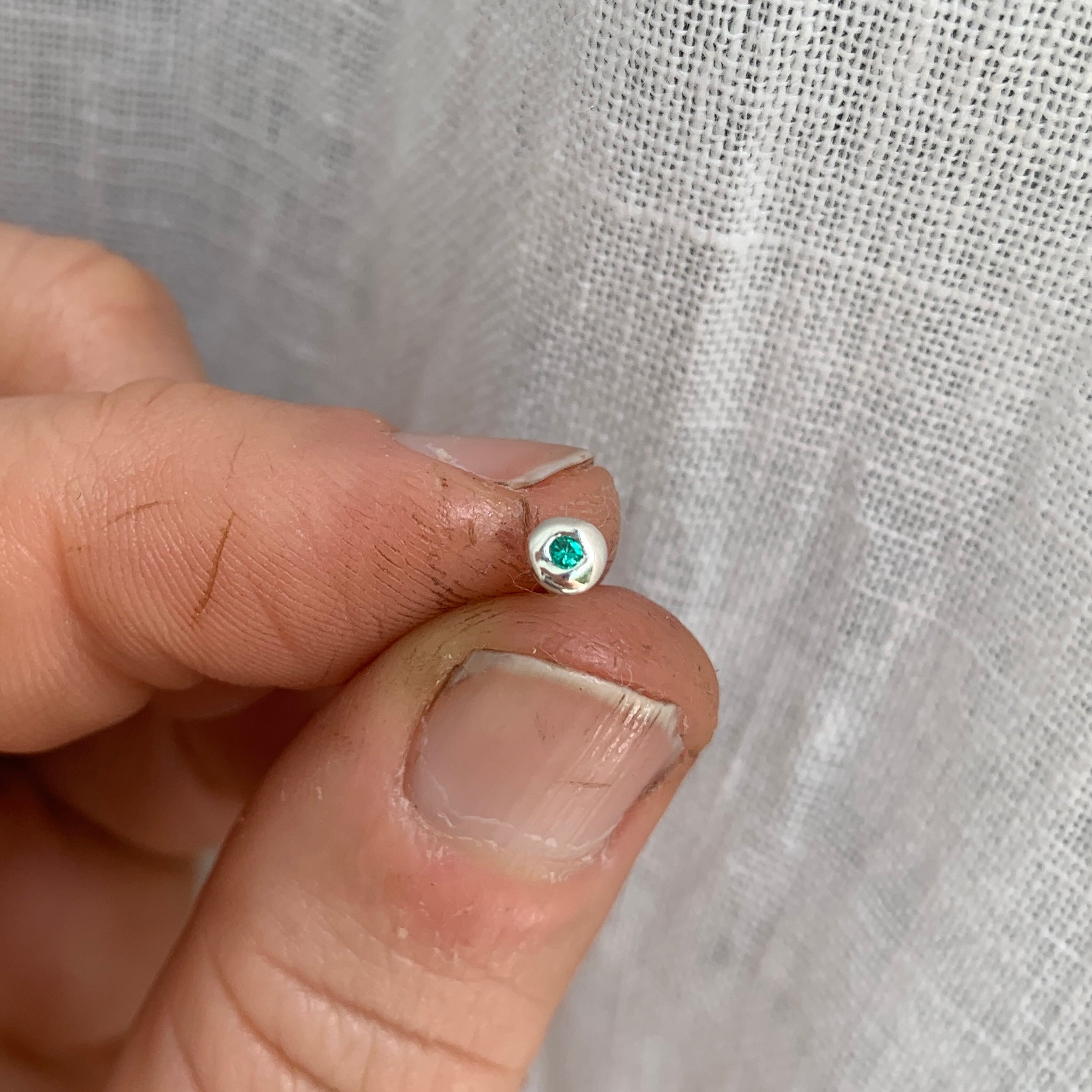 Single Emerald Gemstone Stud