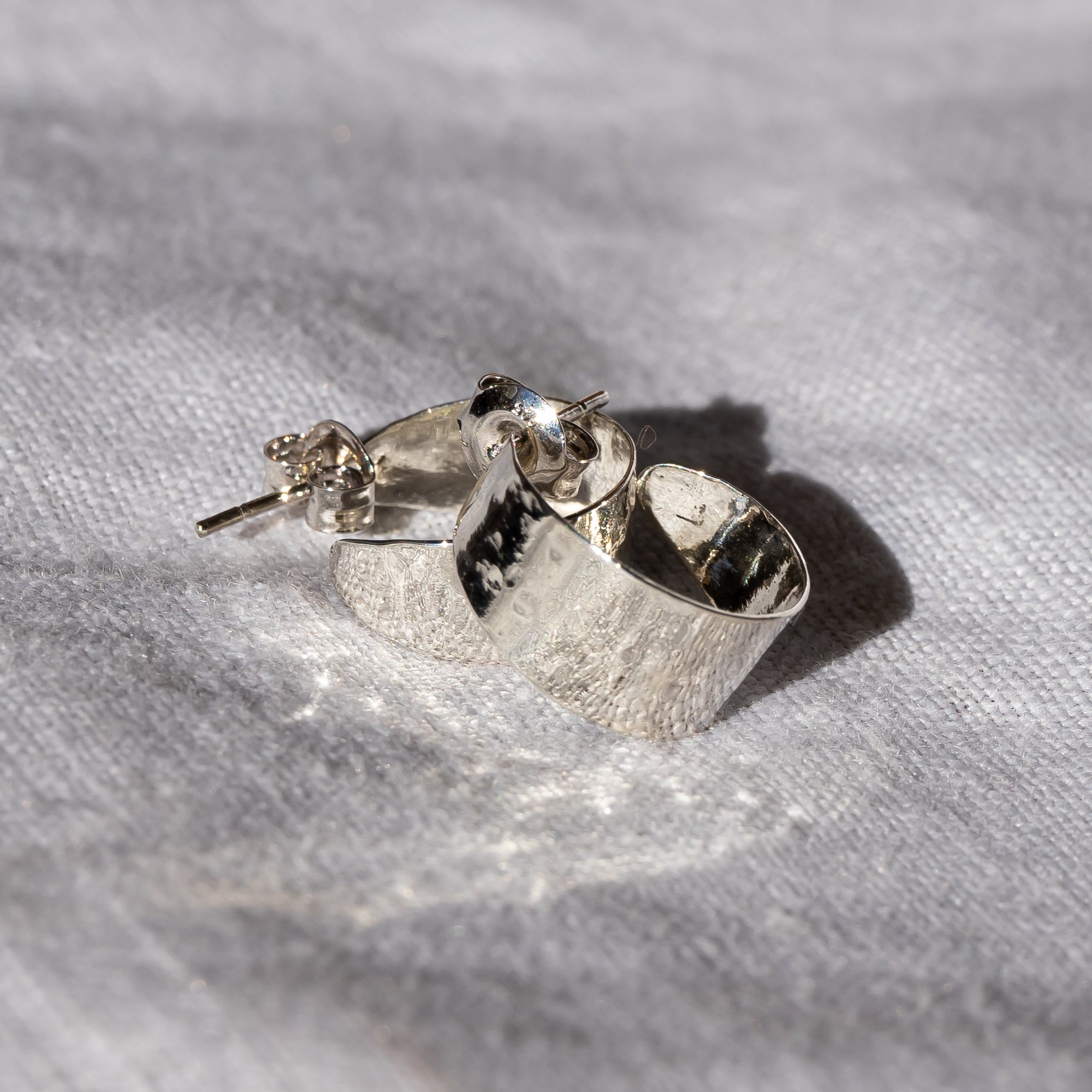 Mini Feather Hammered Hoops