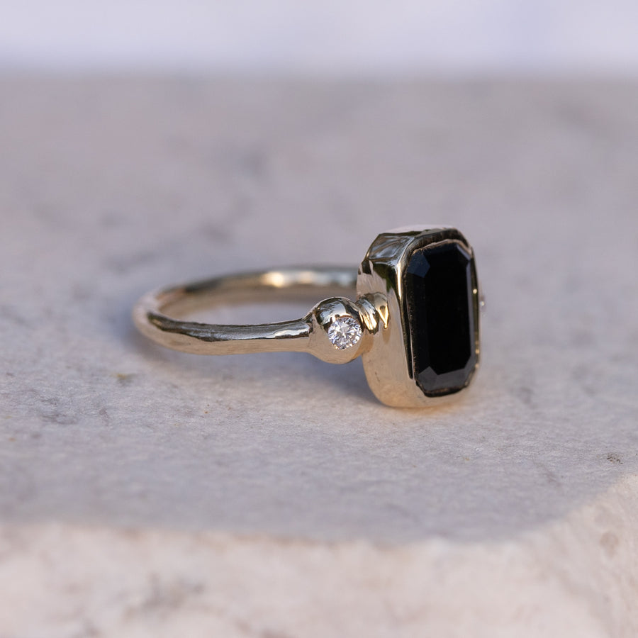 1.96ct Emerald Cut Black Diamond Ring