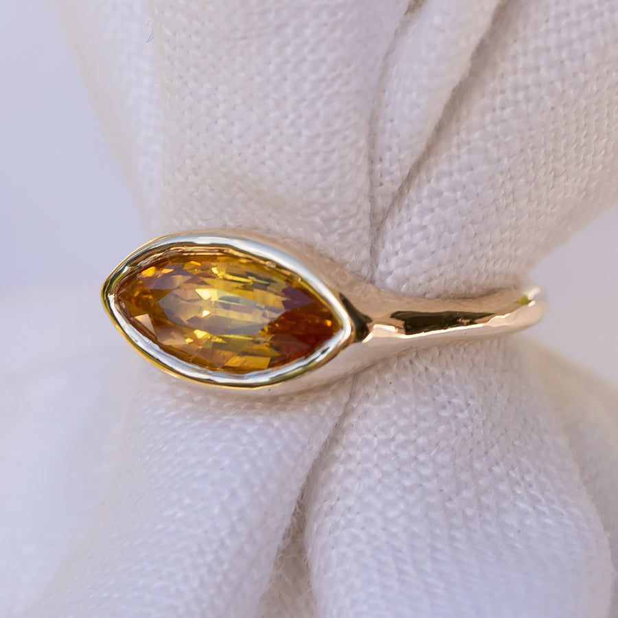 Marquise East West Sunshine Sapphire Gold Ring
