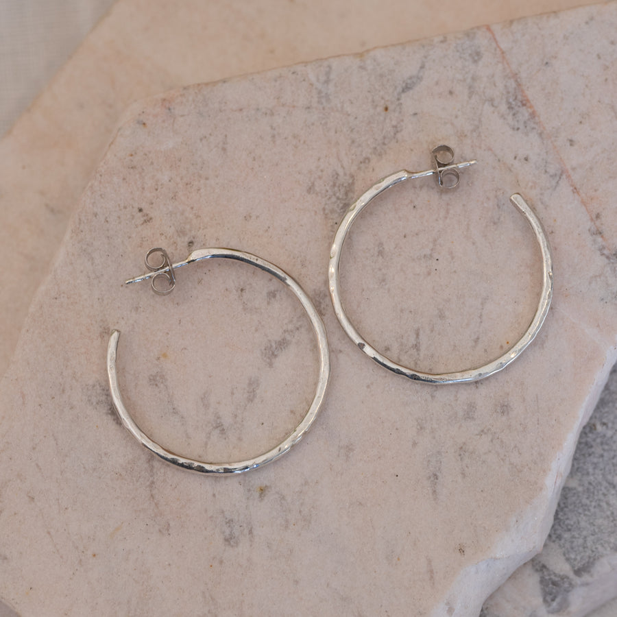 Textured Hoops Sterling Silver