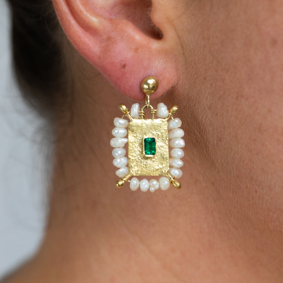 L'ange Sharpe Emerald Earrings