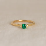 Ramie Solitaire Ring with 4mm Lab Emerald Size M 1/2