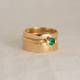 Ramie Solitaire Ring with 4mm Lab Emerald Size M 1/2