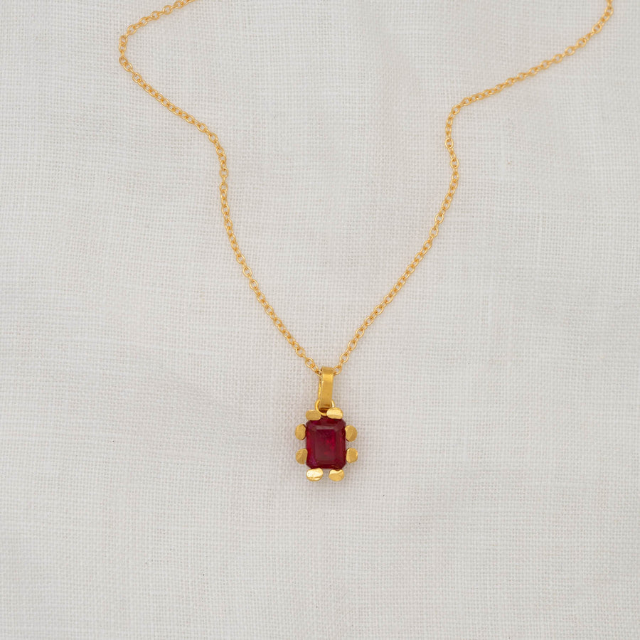 Paloma Ruby Pendant on Gold Filled Cable Chain. 