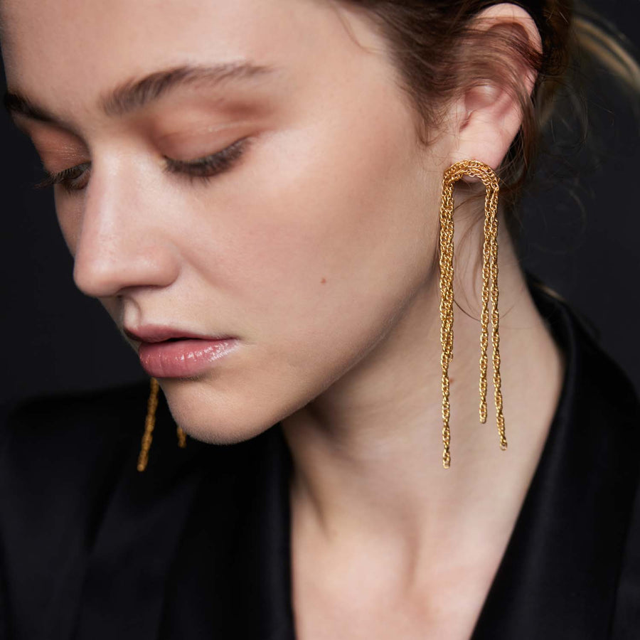 Veritas Drape Earrings Gold Vermeil